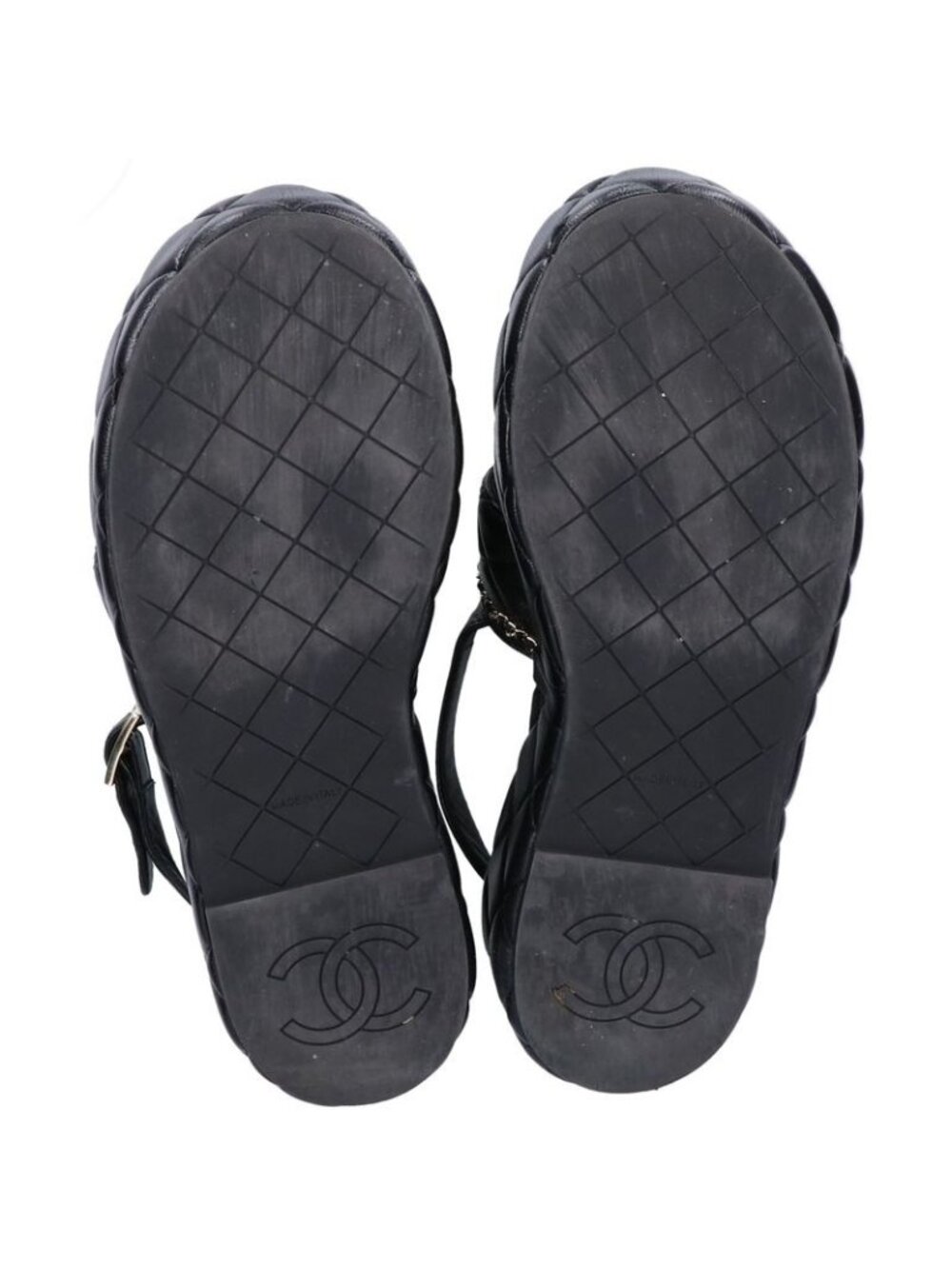 Chanel CC Logo Quilted Chain Platform Sandals 37 1 2C - Picture 7 of 12